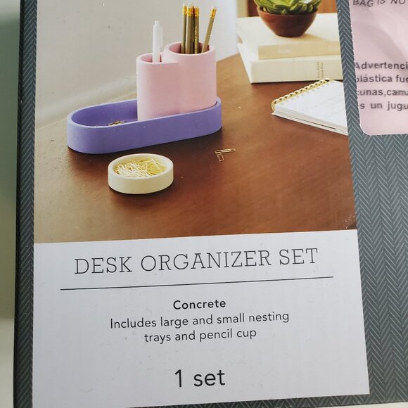 Threshold Concrete Desk Organization Set - Light Pink & Light Blue/Purple - Picture 3 of 5